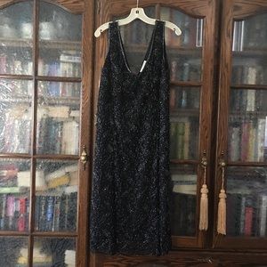 David’s Bridal Vintage Black Beaded Cocktail Dress